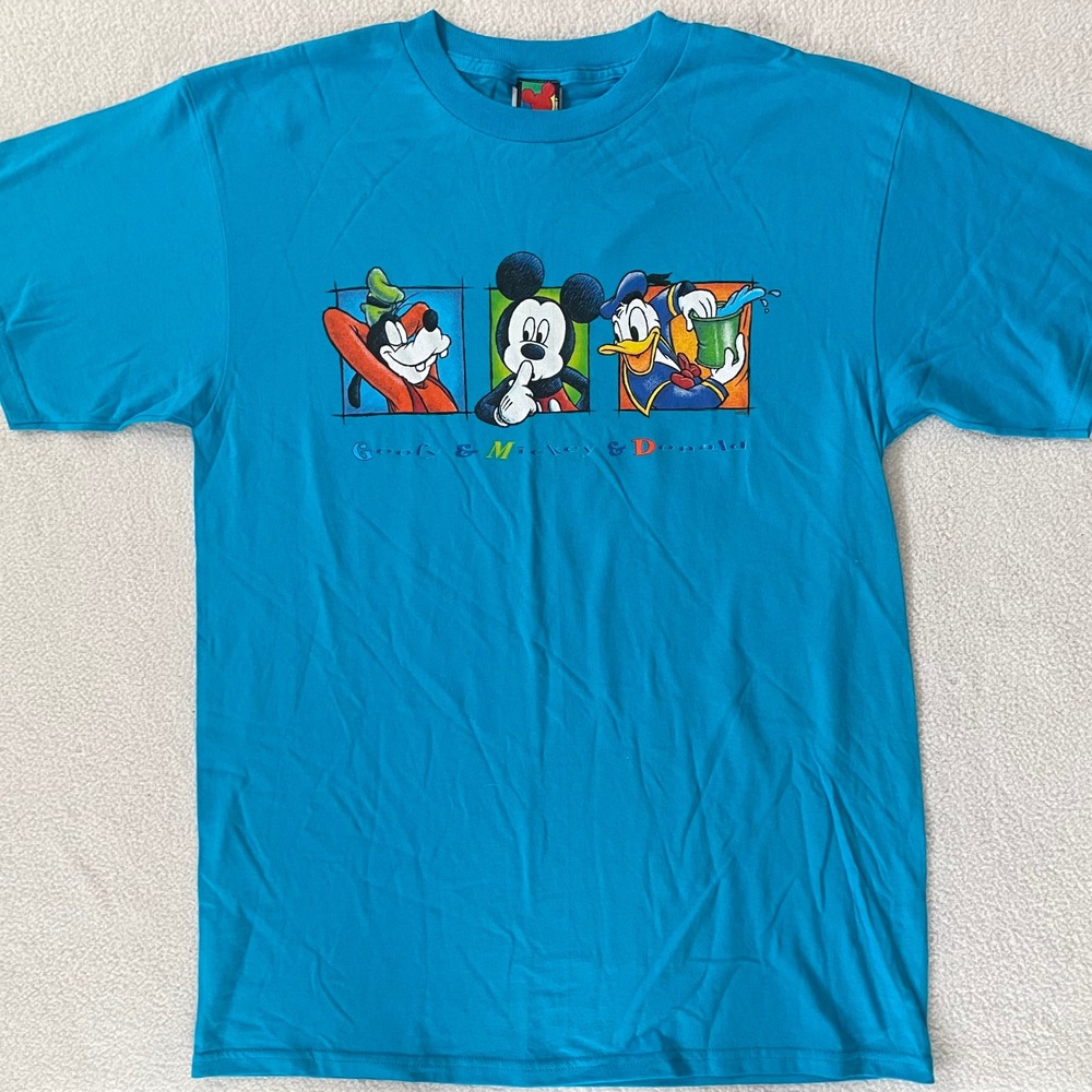 NEW Vintage Mickey Unlimited T-Shirt Mens Large Blue Goofy Mickey Donald NOS NWT